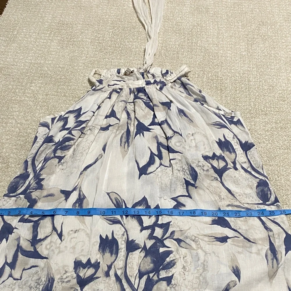 Bellambia madre in Italy Elegant Blue and White Floral Midi Dress Size L